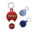 OEM Logo Advertising Plastic Coin Key Chain Ring Keychain